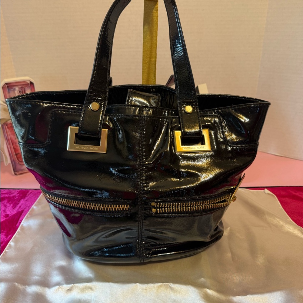 Vintage Michael Kors Black Patent Leather Tote